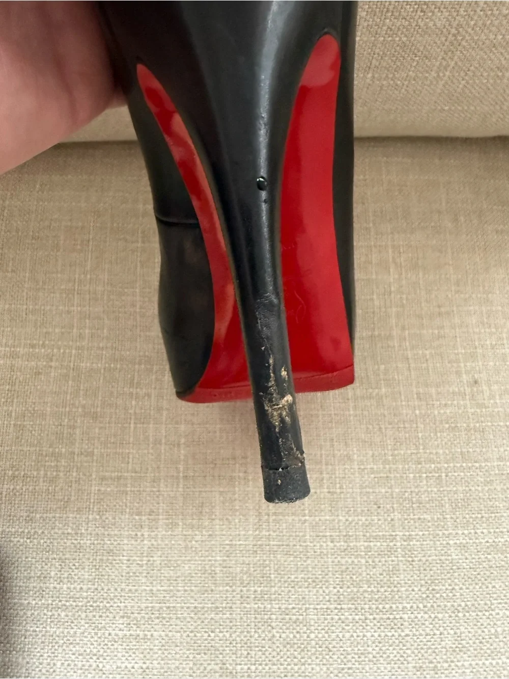 Christian Louboutin Very Privé 120 Peep-Toe Pumps with Red Accents EU Sz 38